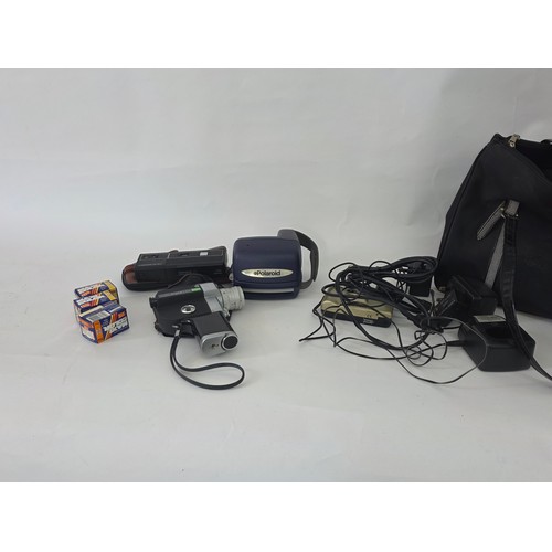 63 - A fujica single 8 P300 Cine Camera, a Polaroid Instamatic, a Halina STB, an non brabded camera, 3 ro... 