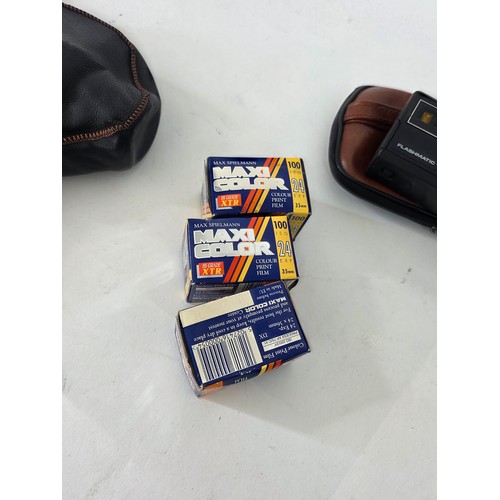 63 - A fujica single 8 P300 Cine Camera, a Polaroid Instamatic, a Halina STB, an non brabded camera, 3 ro... 