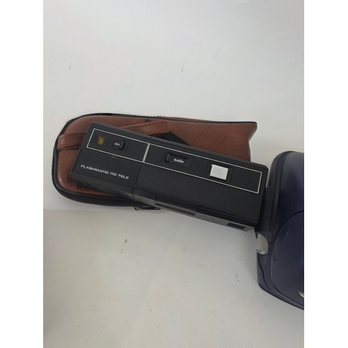 63 - A fujica single 8 P300 Cine Camera, a Polaroid Instamatic, a Halina STB, an non brabded camera, 3 ro... 