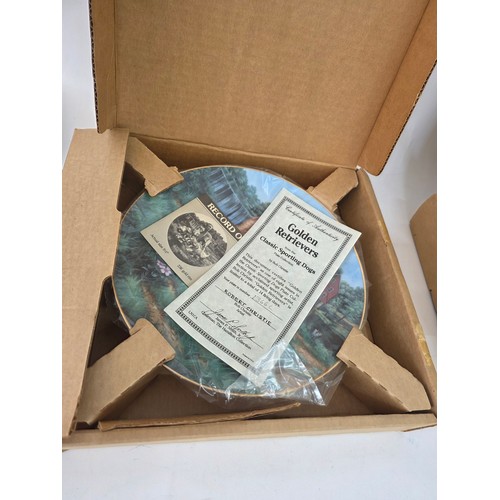 69 - Collectors Plates, a quantity of 5 to include a raised Golden Mask of Tutankhanum, two golden retrie... 