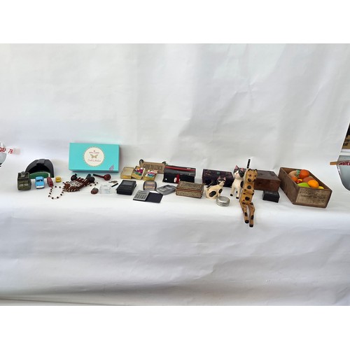 74 - A good mixed lot of collectables to include boxes, pipes, playworn cars, A Citizen TC53 pocket colou... 