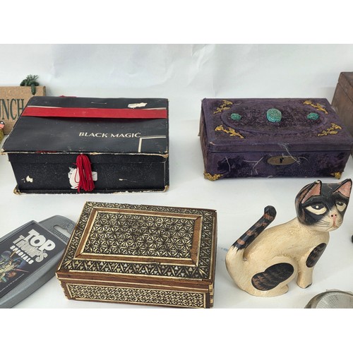 74 - A good mixed lot of collectables to include boxes, pipes, playworn cars, A Citizen TC53 pocket colou... 