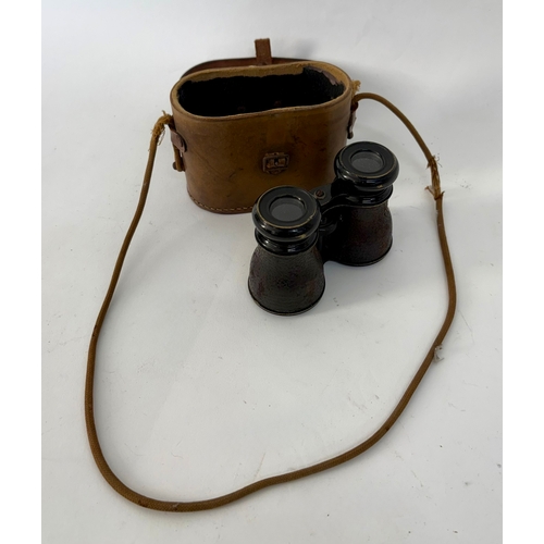 86 - Lumiere Army and Navy opera glass style binoculars,&nbsp; in original leather case.2