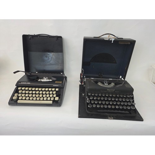 91 - Vintage Portable Typewriters. A Silver Reed Silverette hard case portable typewriter and an Imperial... 