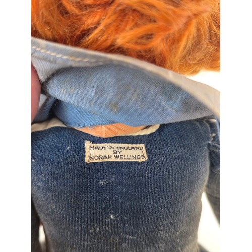 101 - Vintage Dolls, Teddies and stuffed toys to include a Norah Wellings sailor doll, a Golli, two articu... 