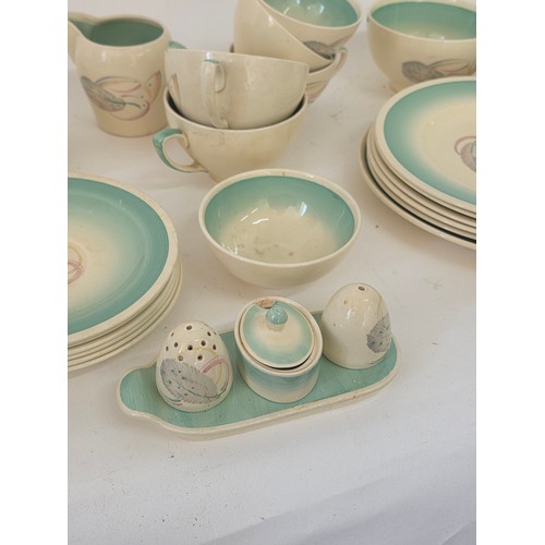 108 - Susie Cooper Production Crown Works Burslem part dinner service pattern number 1161. Over 40 pieces