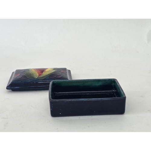 110 - William Moorcroft Leaf and Berry lidded trinket box 12cm (L) 9cm (W) 5cm (H)