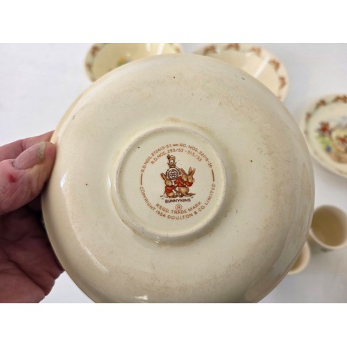 113 - Royal Doulton Bunnykins China lot, a total of 15 pieces to include a cup, plates and egg cups