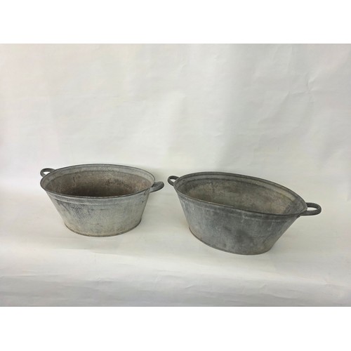 114 - A pair of vintage galvanised metal baths 63cm (L) 35cm (W) 22cm (H)