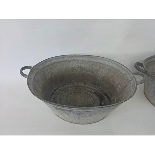 114 - A pair of vintage galvanised metal baths 63cm (L) 35cm (W) 22cm (H)