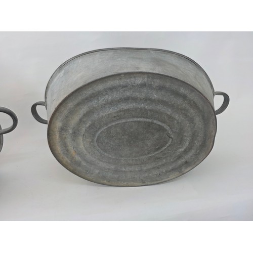 114 - A pair of vintage galvanised metal baths 63cm (L) 35cm (W) 22cm (H)