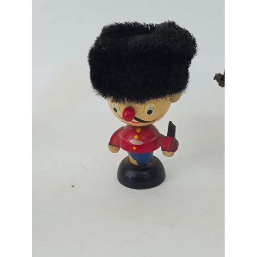 116 - Vintage Noddy and friends set of four wooden Egs Cups with Egg cosy Hats