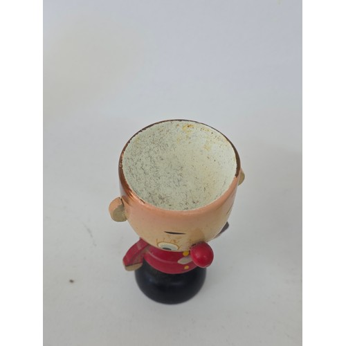 116 - Vintage Noddy and friends set of four wooden Egs Cups with Egg cosy Hats