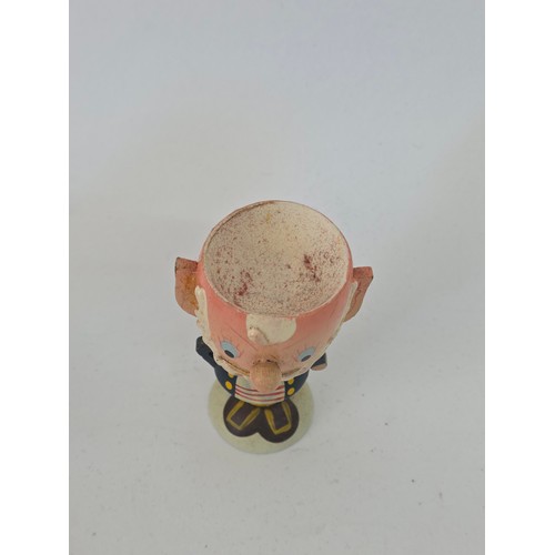 116 - Vintage Noddy and friends set of four wooden Egs Cups with Egg cosy Hats