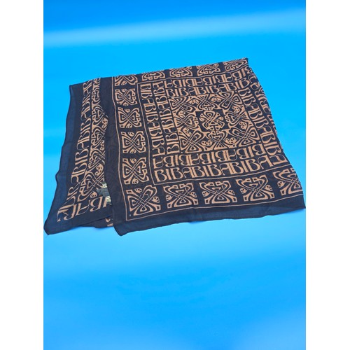 Vintage Biba Blair Black and Gold Logo Scarf. 100% Viscose 192cm (L) 96cm (W)