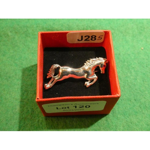 120 - Silver horse brooch