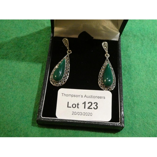 123 - Pair of silver and marcasite earrings