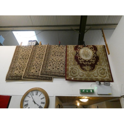 616 - 3 Persian style rugs & a red/gold patterned rug (3 x 80 x 140 & 120 x 175)