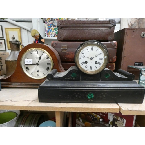 183 - J.W.Benson London mantle clock & slate mantle clock (latter a/f)