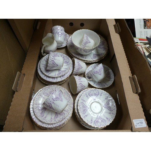 153 - 7 Mixed boxes of glassware, meat plates, vintage tea set (a/f), glassware etc