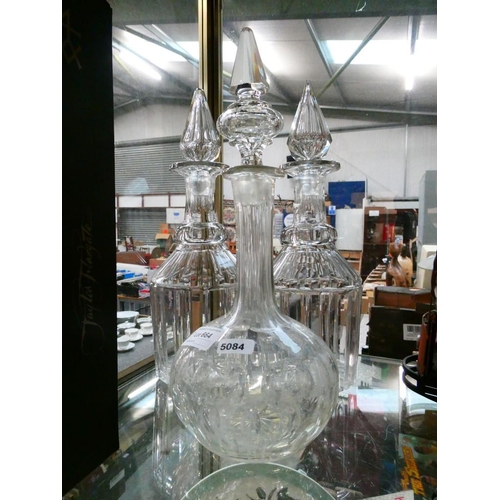 664 - Pair of Victorian glass decanters & 1 other