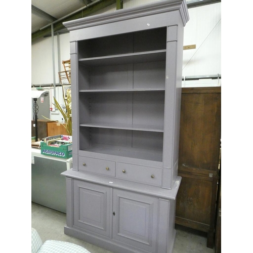 101 - Tall painted bookcase on cupboard (248H 130W 53D cm)