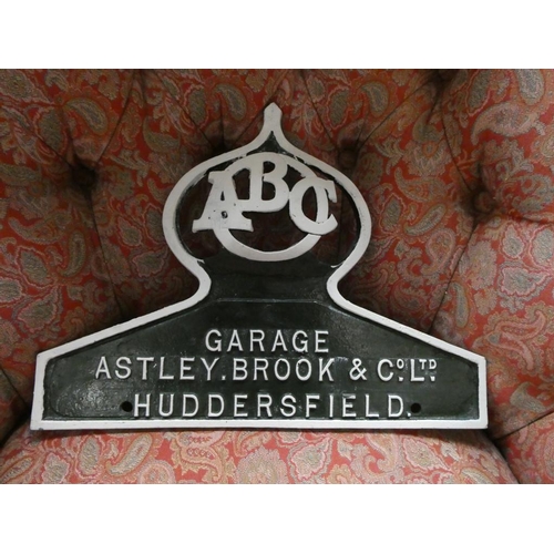 154 - Cast aluminium Garage Astley. Brook & Co Ltd Huddersfield sign