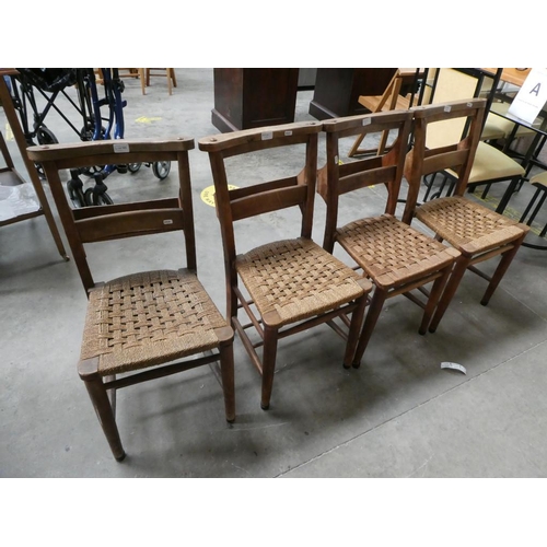 165 - Set of 4 oak chapel chairs