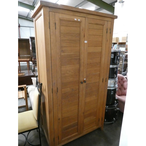 170 - Barker & Stonehouse oak double wardrobe (201H 111W 60D cm)