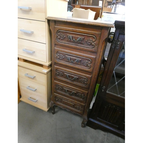 188 - Oak 5 height chest (102H 46W 33D cm)