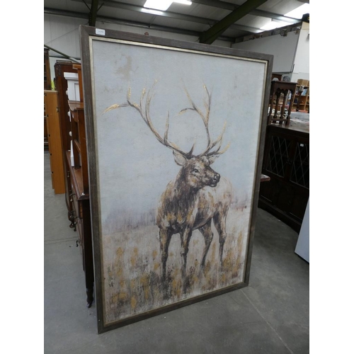 210 - Large framed stag on cement board (158 x 108cm)