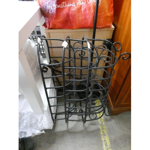 218 - 3 wrought iron planters & hanging basket bracket