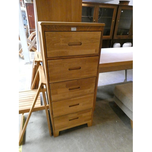 258 - Futon Company oak 5 height chest (120H 50W 50D cm)