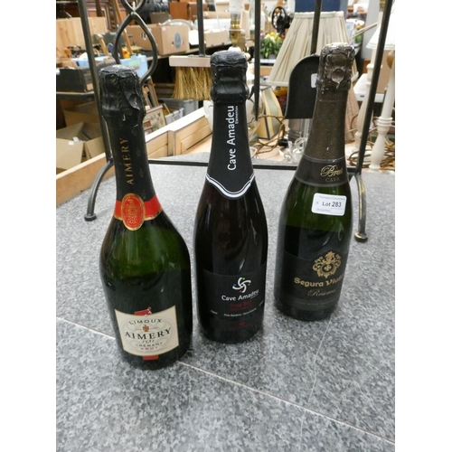 283 - 750ml Segura Viudas cava, 750ml Cave Amadeu Rose Brut & 750ml Aimery Cremant Brut