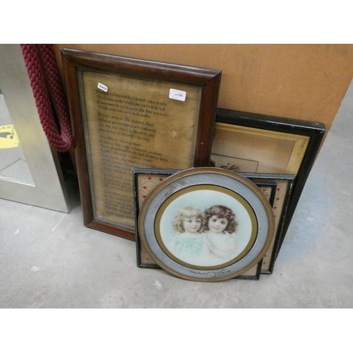 286 - 2 Framed samplers, 1 dated 1825 & the other dated 1853, crystoleum etc