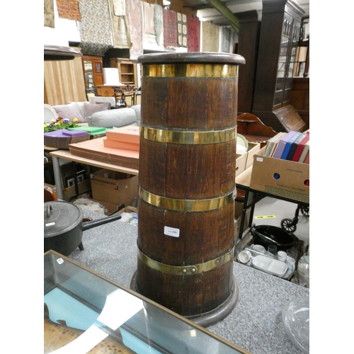 296 - Victorian oak & brass bound stick/umbrella stand