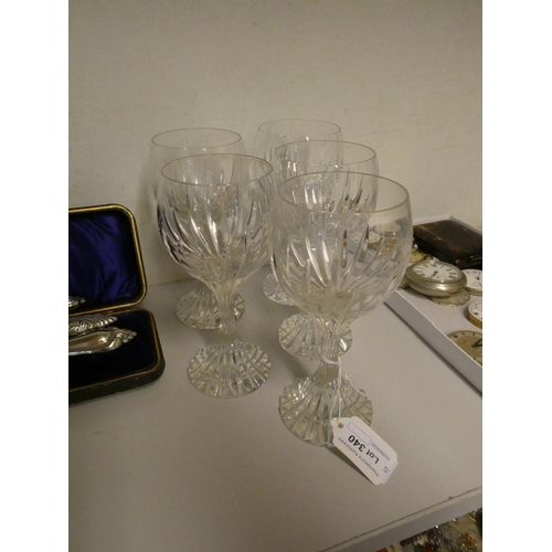 340 - 5 Baccarat 'Massena' red wine glasses (Please note one glass does have very small chip to the rim)