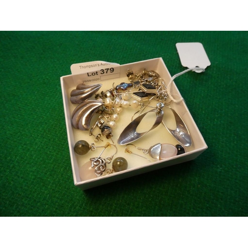 379 - Box of various pairs of silver earrings