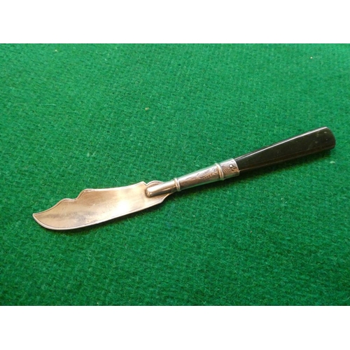 406 - Silver hardstone handled butter knife