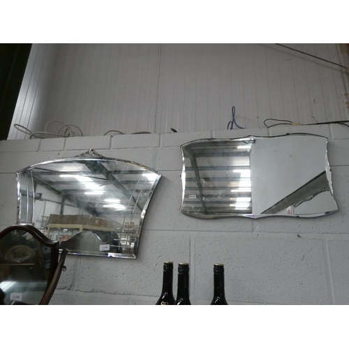 455 - 2 Frameless bevel edged mirrors