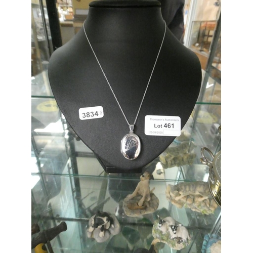 461 - Silver locket on silver chain