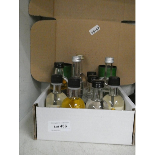 486 - 12 Miniature bottles of various whiskies