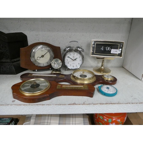 488 - Collection of vintage clocks & barometers inc. perpetual desk calendar, Bentima, Metamec etc