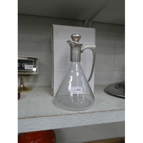 489 - 2 Glass decanters (1 boxed)