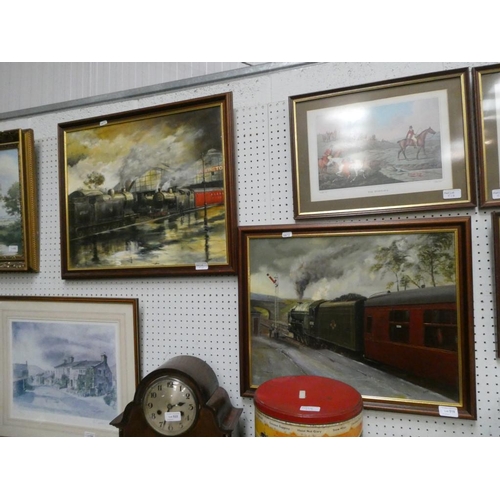 518 - 2 Framed locomotive oils on canvass signed Will