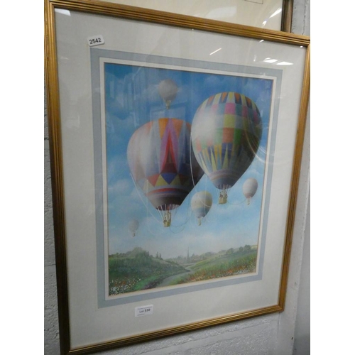 530 - Gilt framed Cyril Parfitt hot air balloon picture