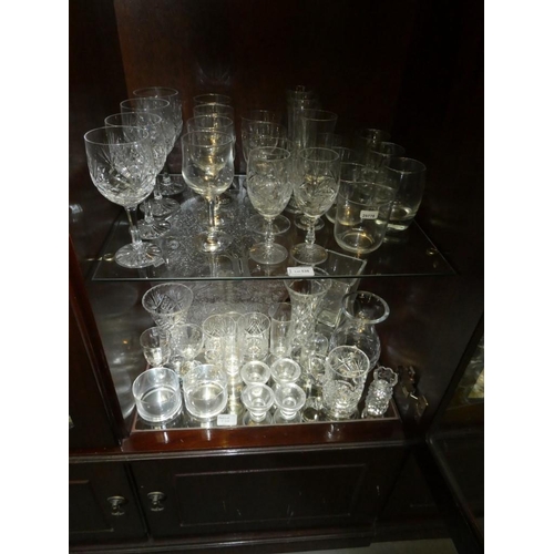 538 - 2 Mixed shelves of glassware