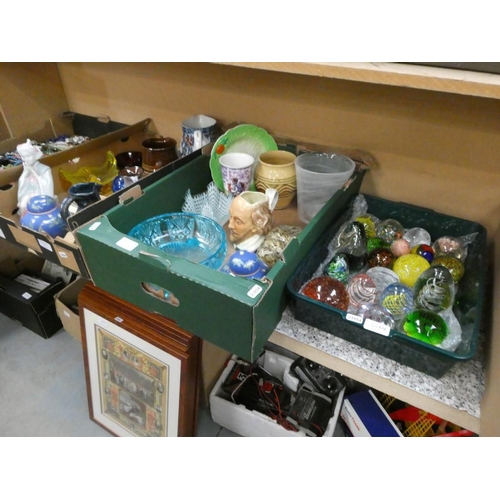 576 - 3 Mixed boxes of mainly glassware inc. 22 glass paperweights, Caithness, Dartington etc