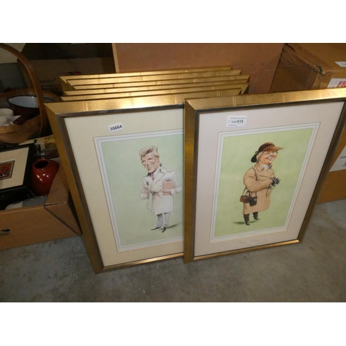 619 - 7 Gilt framed signed racing prints, Joe Mercer, Walter Swinburn, Jenny Pitman etc