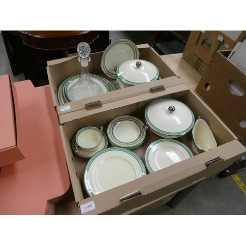 635 - 2 boxes containing ships decanter & Spode 'Royal Jasmine' part dinner set